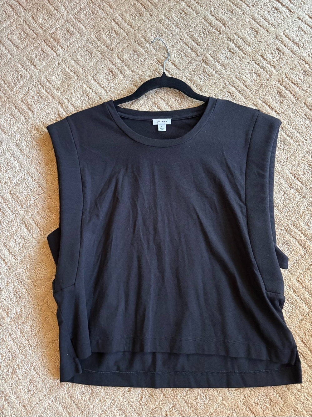 Cuyana Black Boxy Cropped Muscle Tank